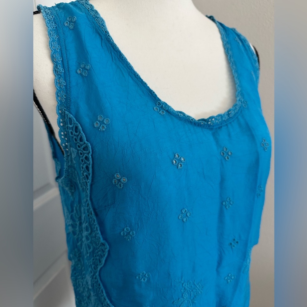 Johnny Was Teal Sleeveless Blouse - Picture 6 of 8